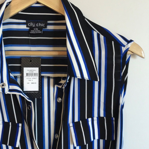 City Chic | BNWT | Hampton Longline Stripe Top Shirtdress | Cobalt | RRP $125 - Picture 3 of 14